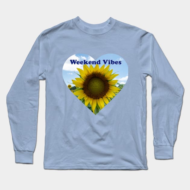 Weekend Vibes Sunflower Long Sleeve T-Shirt by Suncatcher Photos - Apparel - Home Decor